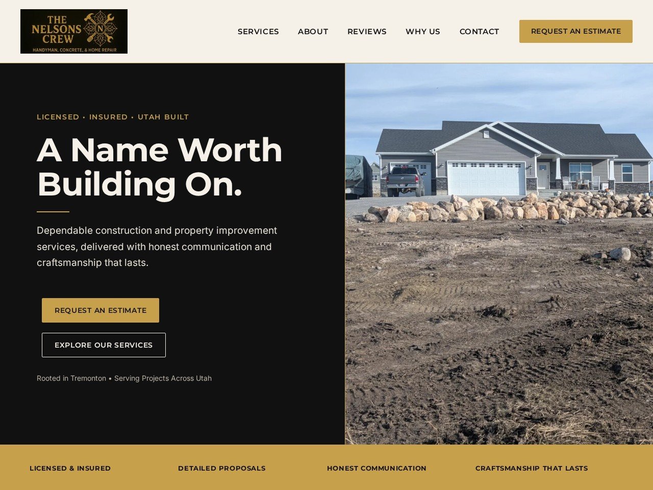 The Nelsons Crew contractor website designed and developed by Apex North Digital